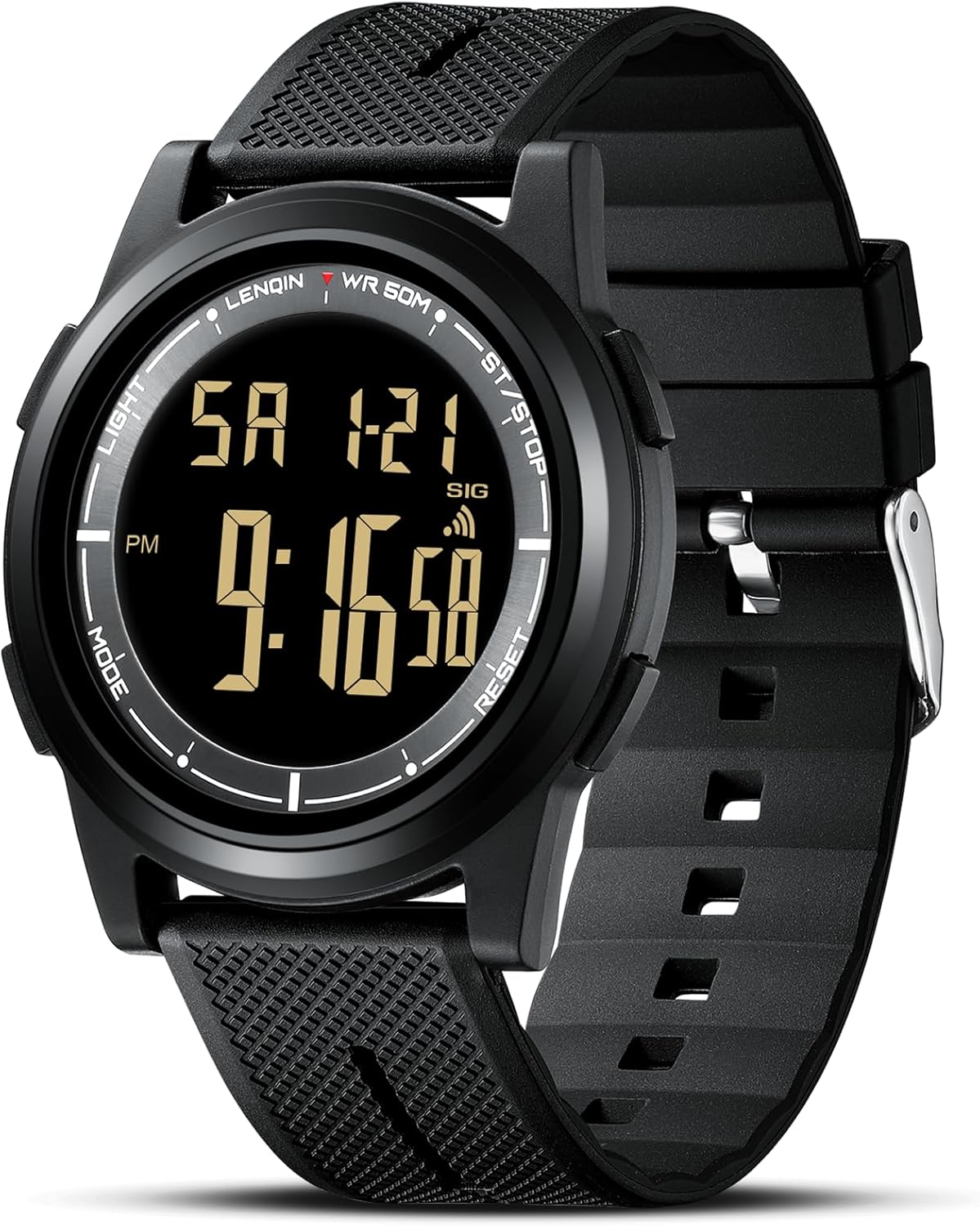 LN LENQIN Orologi da uomo Orologio sportivo digitale impermeabile Orologio militare ultrasottile Retroilluminazione Allarme cronometro minuto