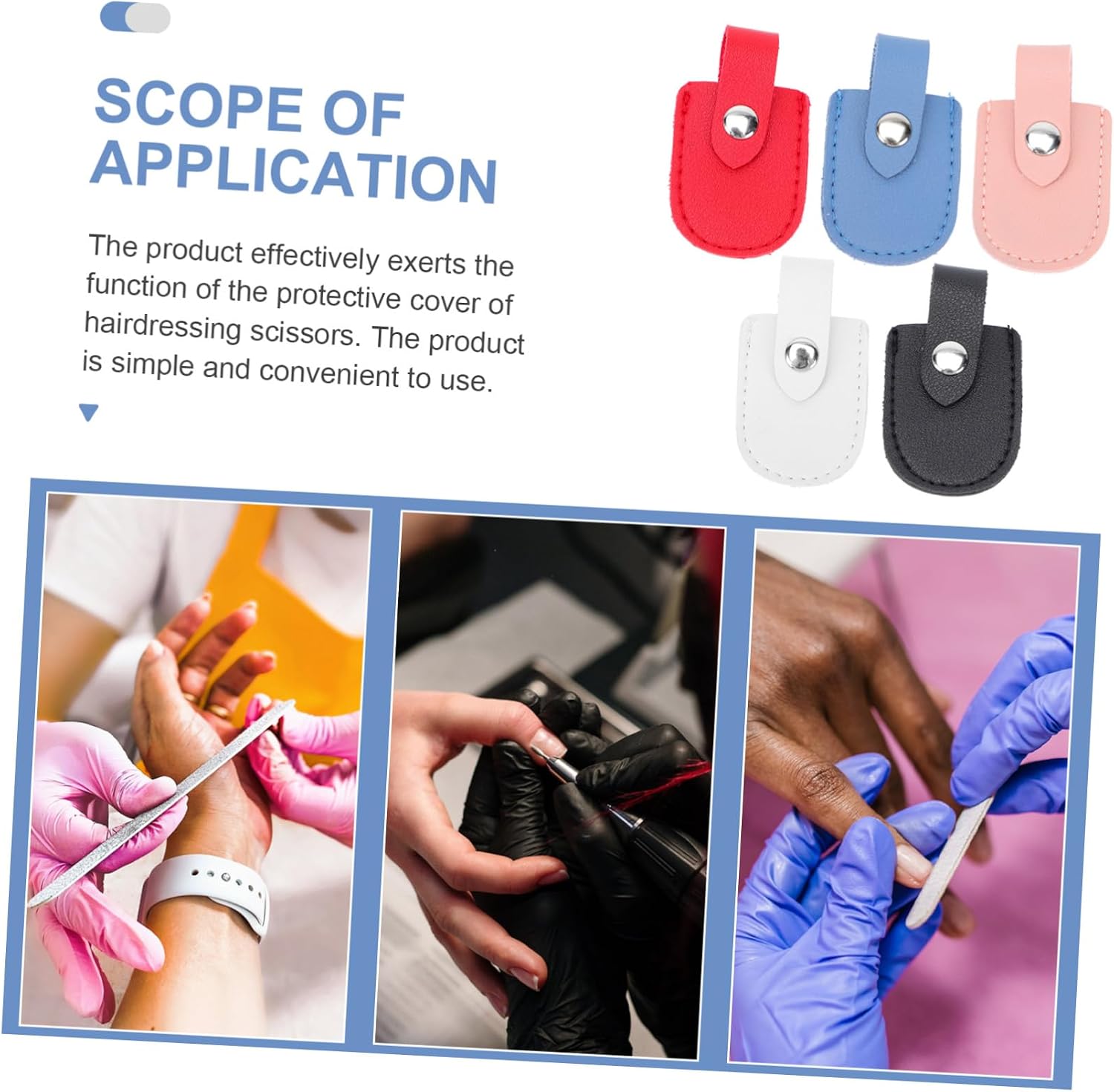 5Pcs Manicure Cuticle Scissor Covers Non Skid PU Protective Case for Nail Art Tools Portable Durable Nail Nipper Accessory for Safe Storage and Easy Carrying