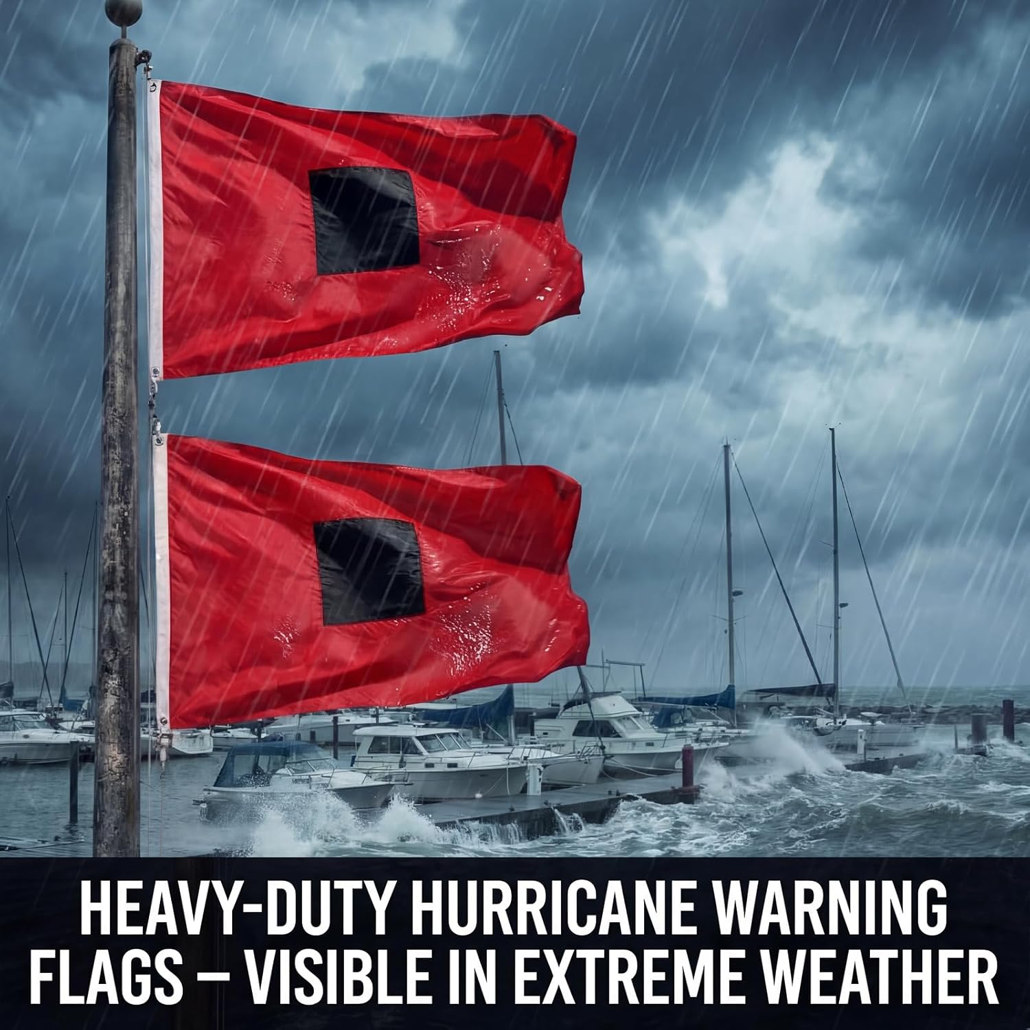 Remagr 2PCS Hurricane Warning Flags Durable Outdoor Safety Signal for Marine Coastal Weather Alert Emergency Use(36x36 Inch)