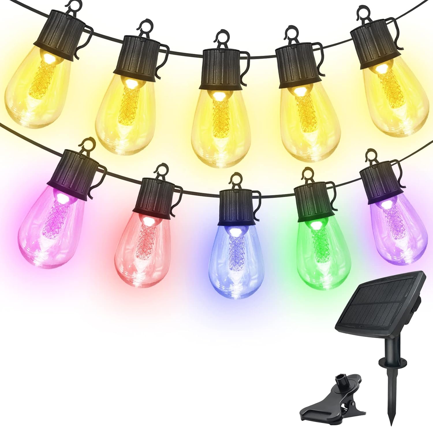 Outdoor Solar String Lights Warm Colored, 50ft Solar Powered Outdoor