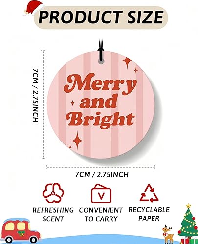 Miniatura 2 de Ambientador de aire bohemio de Navidad para automóvil, 4 piezas, feliz y brillante, Navidad, Papá Noel, ambientador colgante para autos, armario,