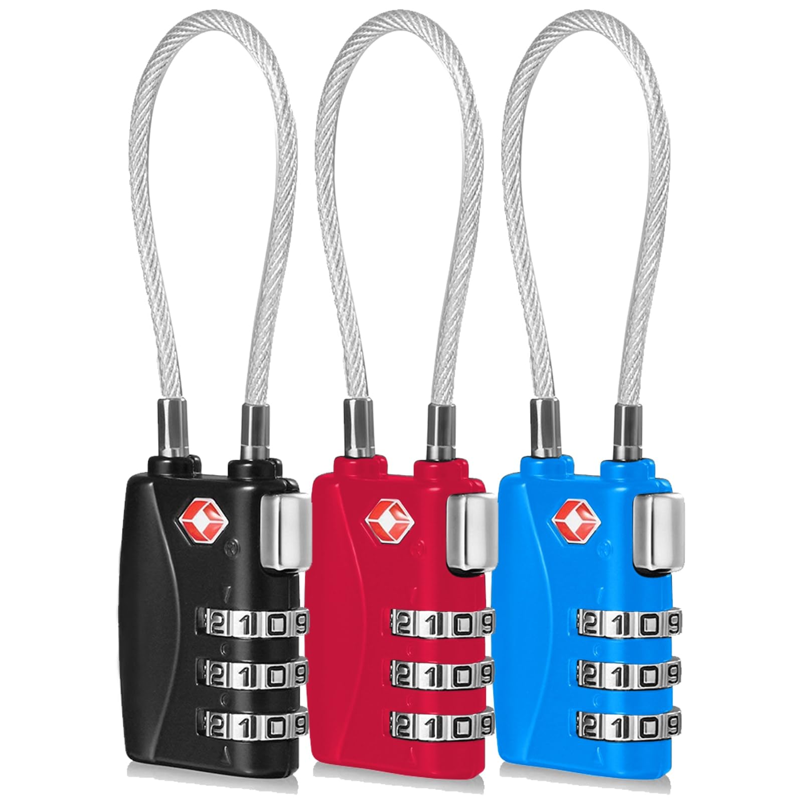 Cadenas TSA CFMOUR Lot De 5 - Serrures à Combinaison Câble Voyage Valise Bagages Noir