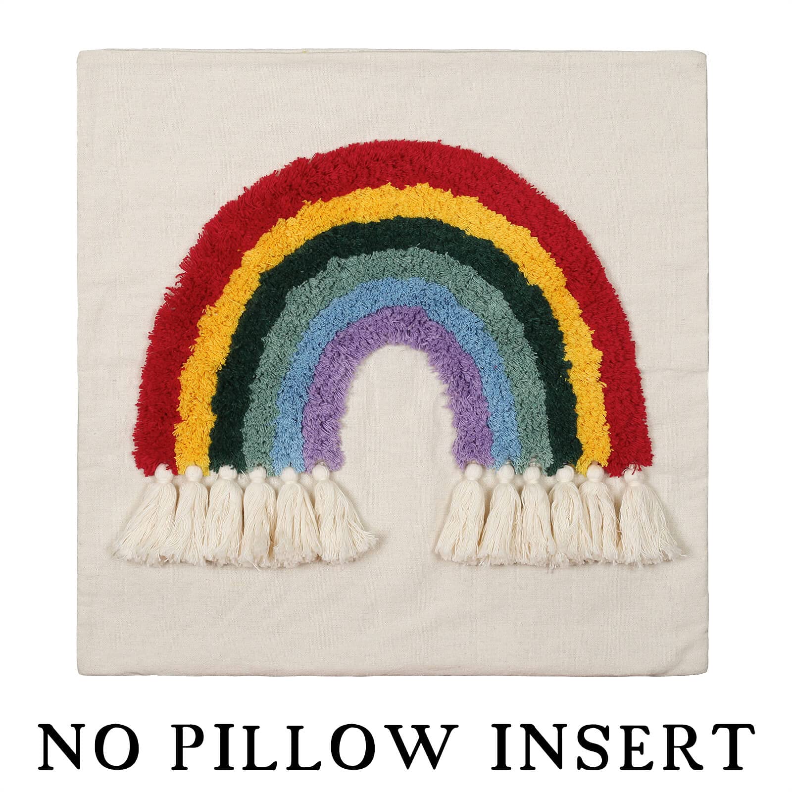 Throw Pillow Covers 18X18, Boho Rainbow Pillow Covers with Tassels, Woven Tufted Colorful Pillow Covers for Sofa Chair Living Room Bedroom??êNo Pillow Insert, 1Pcs??ë