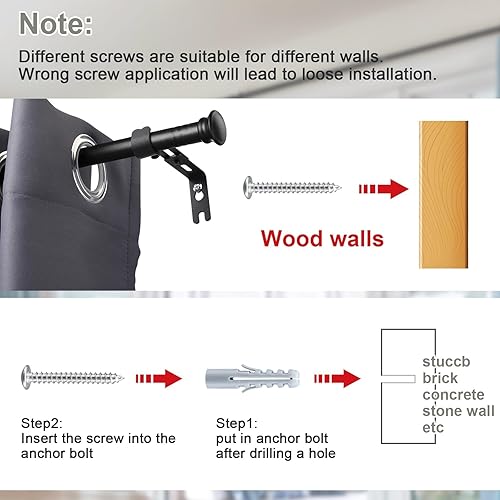 Miniatura 22 de Barras de cortina para ventanas de 28 a 50 pulgadas, juego de barras de cortina resistentes de 5/8 pulgadas, barras decorativas para cortinas