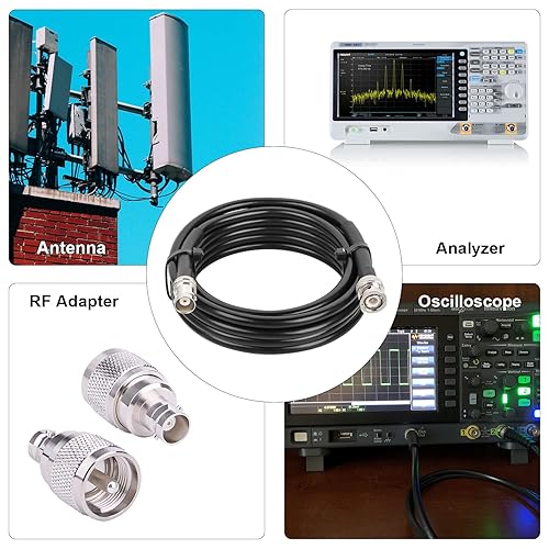 Miniatura 5 de MOOKEERF Cable coaxial BNC macho a BNC hembra de 50 ohmios RG8X coaxial de pérdida ultra baja para antena, radio RF, módem, osciloscopio, espectro,