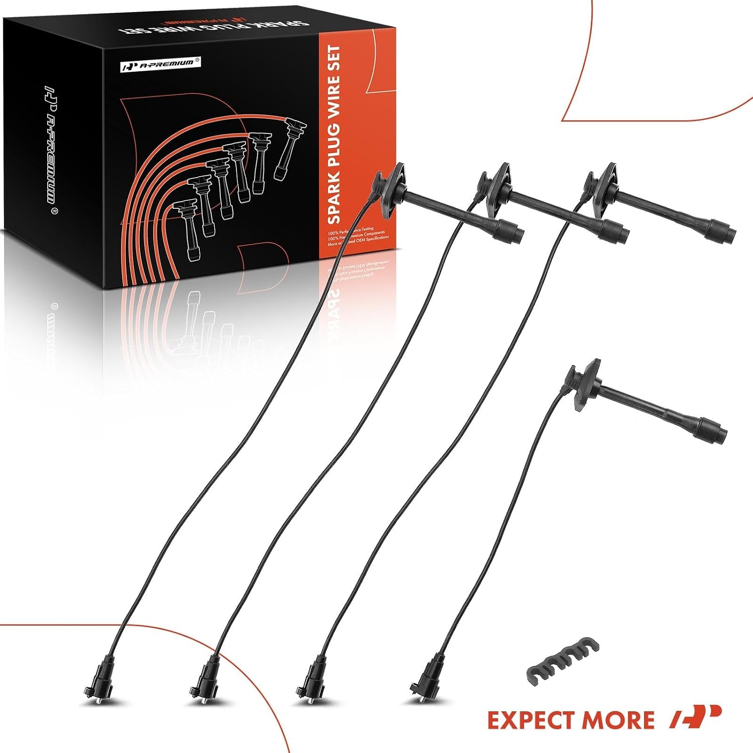 A-Premium Ignition Spark Plug Wires Set of 4 Compatible with Toyota Camry 1997-2001, RAV4 1998-2000, Solara 1999-2001, 2.0L 2.2L