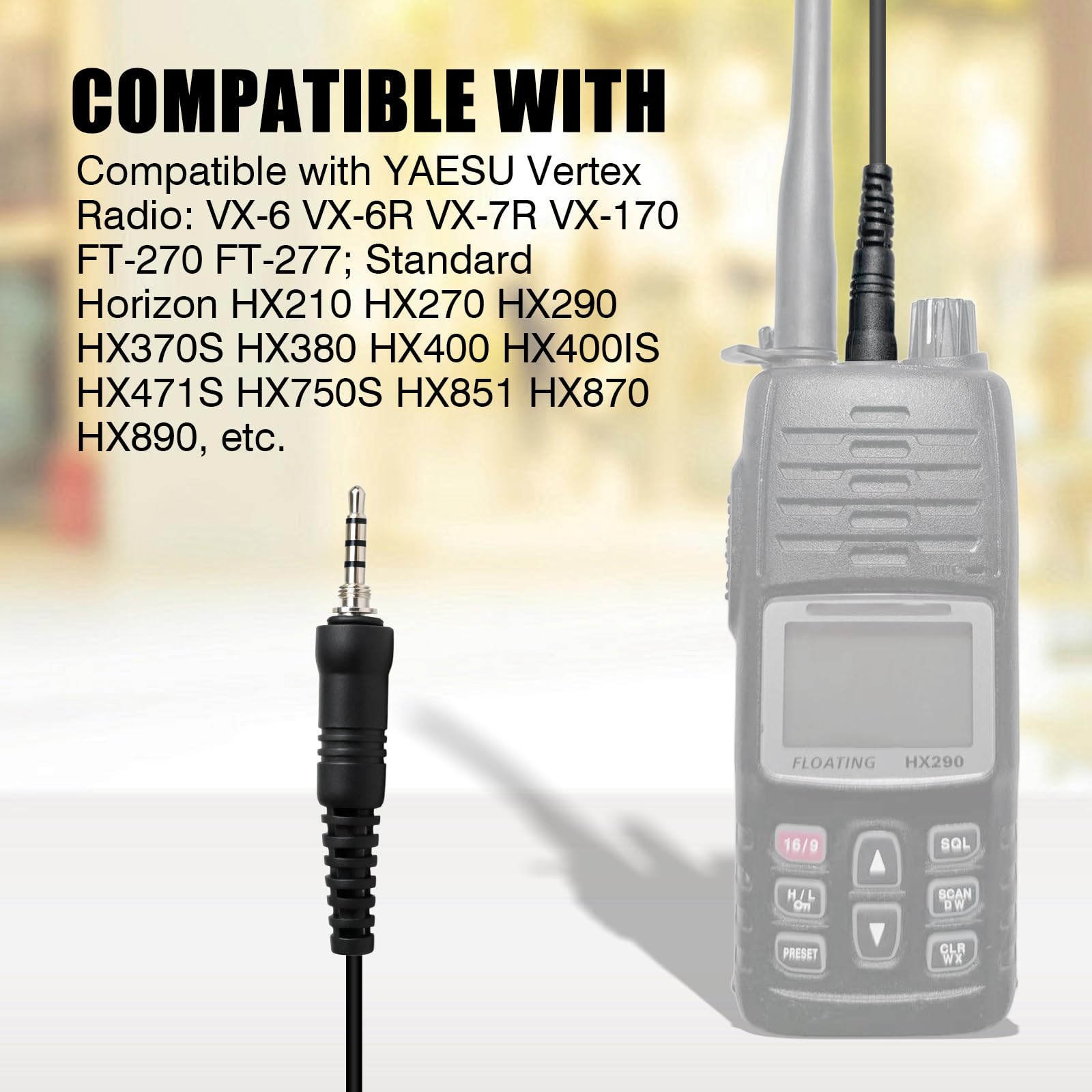 WODASEN Micrófono de hombro de mano Walkie Talkie de 3,5 mm con altavoz de 1 pin para Yaesu Vertex VX-6 VX-6R VX-7 VX-7R FT-60R FT-65R FT5DR FT-3DR FT-70DR VX-170 EVX-S24 Radio Horizon estándar (128