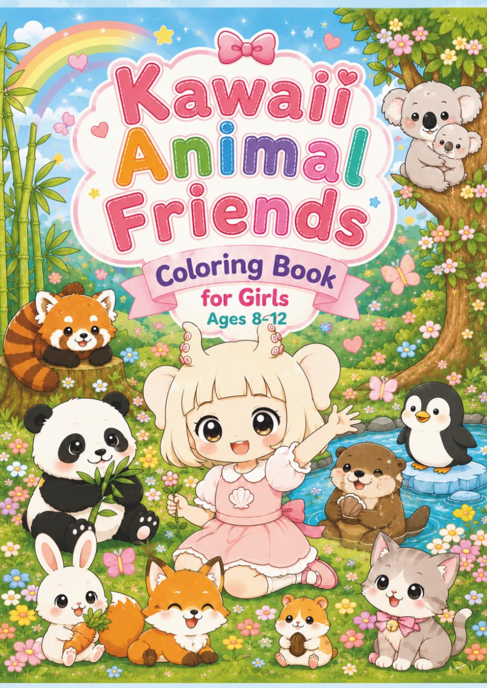 Kawaii Animal Friends Coloring Book for Girls Ages 8-12: 40 Cute Adventures with Luna and Adorable Animal Friends: Color adorable scenes with Luna and her lovable animal friends!