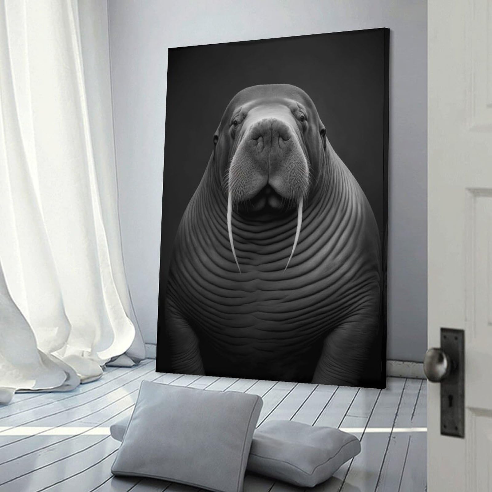 Junmoney Portrait of A Walrus Wall Art Print 12x18inch(30x45cm), for Home, Office, Studio Or Guest Room, A Flexible Wall Accent for Shared Spaces