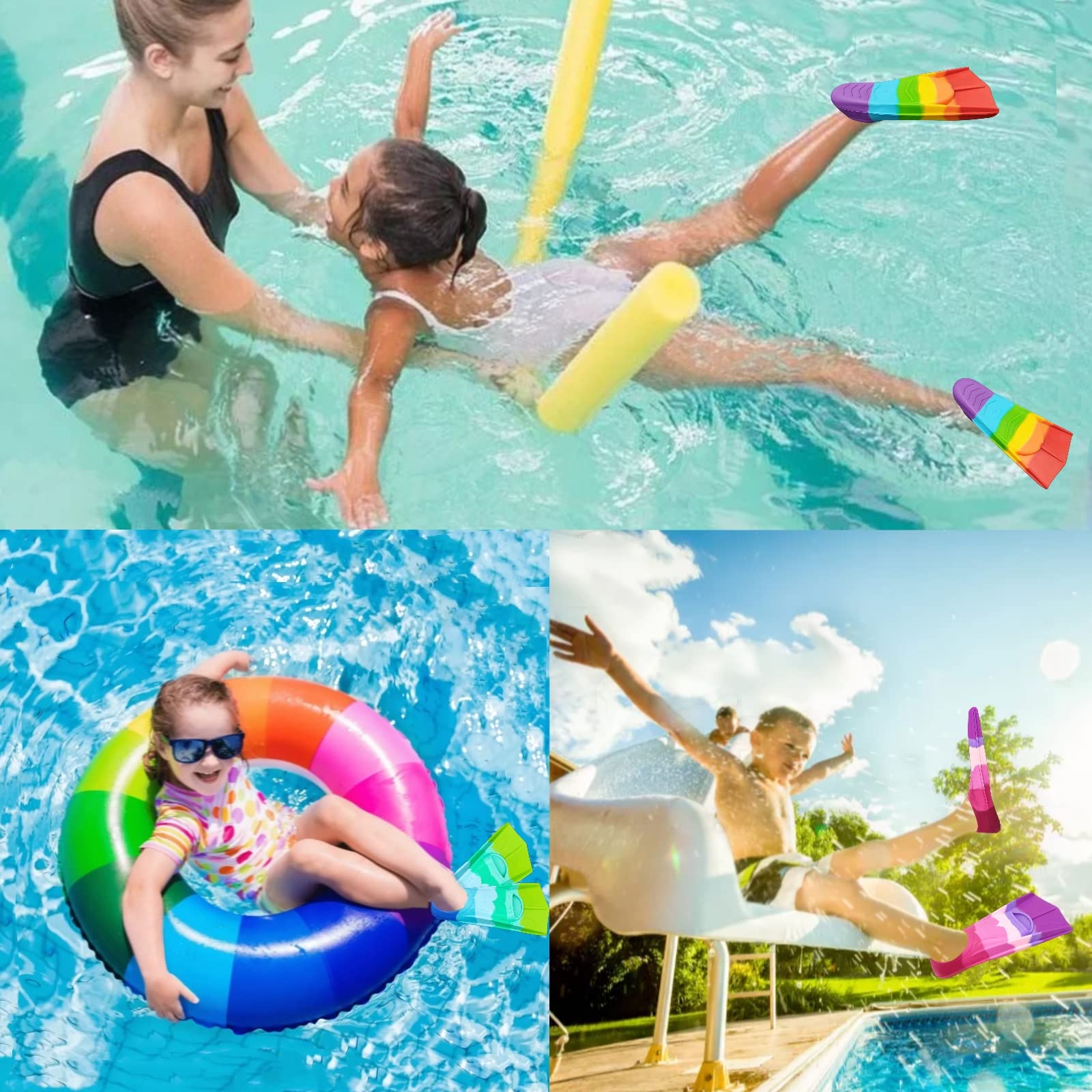 Schwimmflossen für Kinder, Bequeme Silikonflossen zum Schwimmen und Tauchen, Geeignet für Anfänger, Jungen, Mädchen, Jungen und Erwachsene