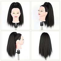 Vista 24 de WIGNEE Extensión de cola de caballo larga rizada recta y envolvente, extensión de cola de caballo Yaki negro natural para mujeres negras, Marrón