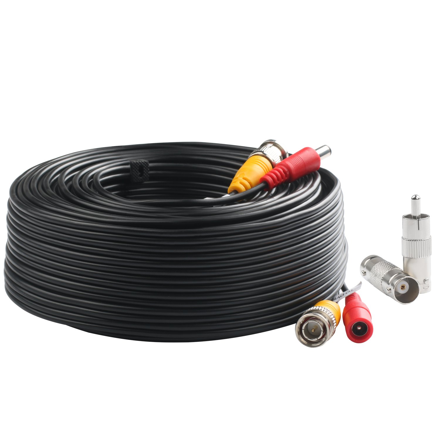 Postta BNC Video Power Cable (100 Feet) Pre-Made All-in-One Video Security Camera Cable Wire with Two Connectors for CCTV DVR Surveillance System