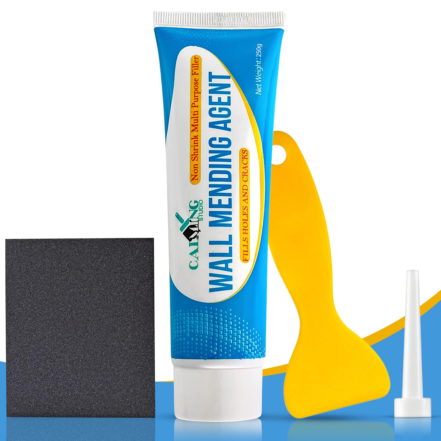 Wall Mending Agent with Wall Scraper & Nozzle Extender- Wall Patch Repair Kit -Non Toxic Wall Repair Agent -Self-Adhesive Drywall Patch- Fills Holes Cracks in Wall Surface-Water Proof (250g)