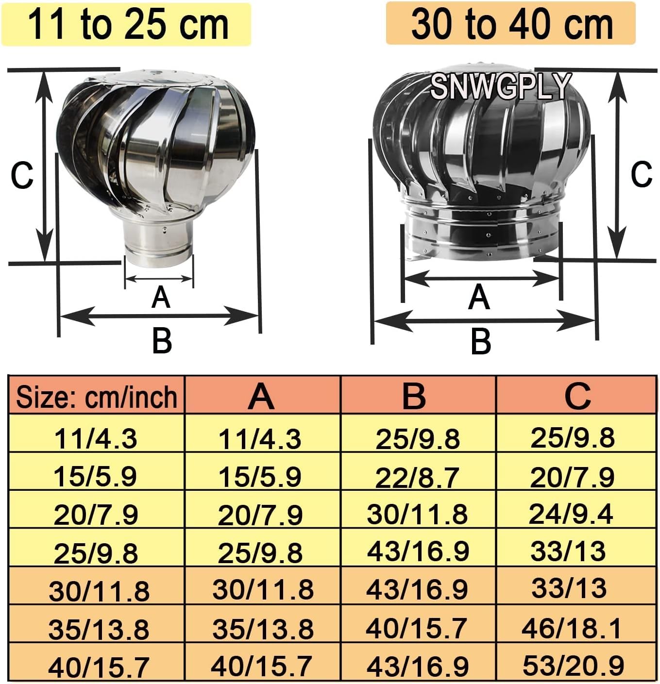 cappuccio per camino, Tappo for camino rotante in acciaio inossidabile 304 for condotto di ventilazione girevole antiruggine impermeabile Dimensioni multiple(25cm(9.8in))