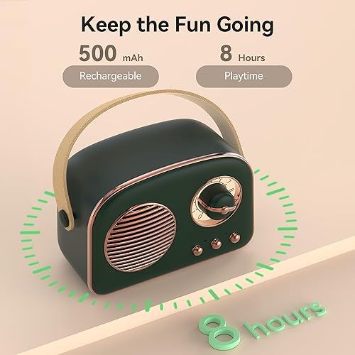 Miniatura 6 de Oraolo Altavoz Bluetooth retro, altavoces Bluetooth portátiles, mini altavoz vintage, altavoces inalámbricos compatibles con emparejamiento