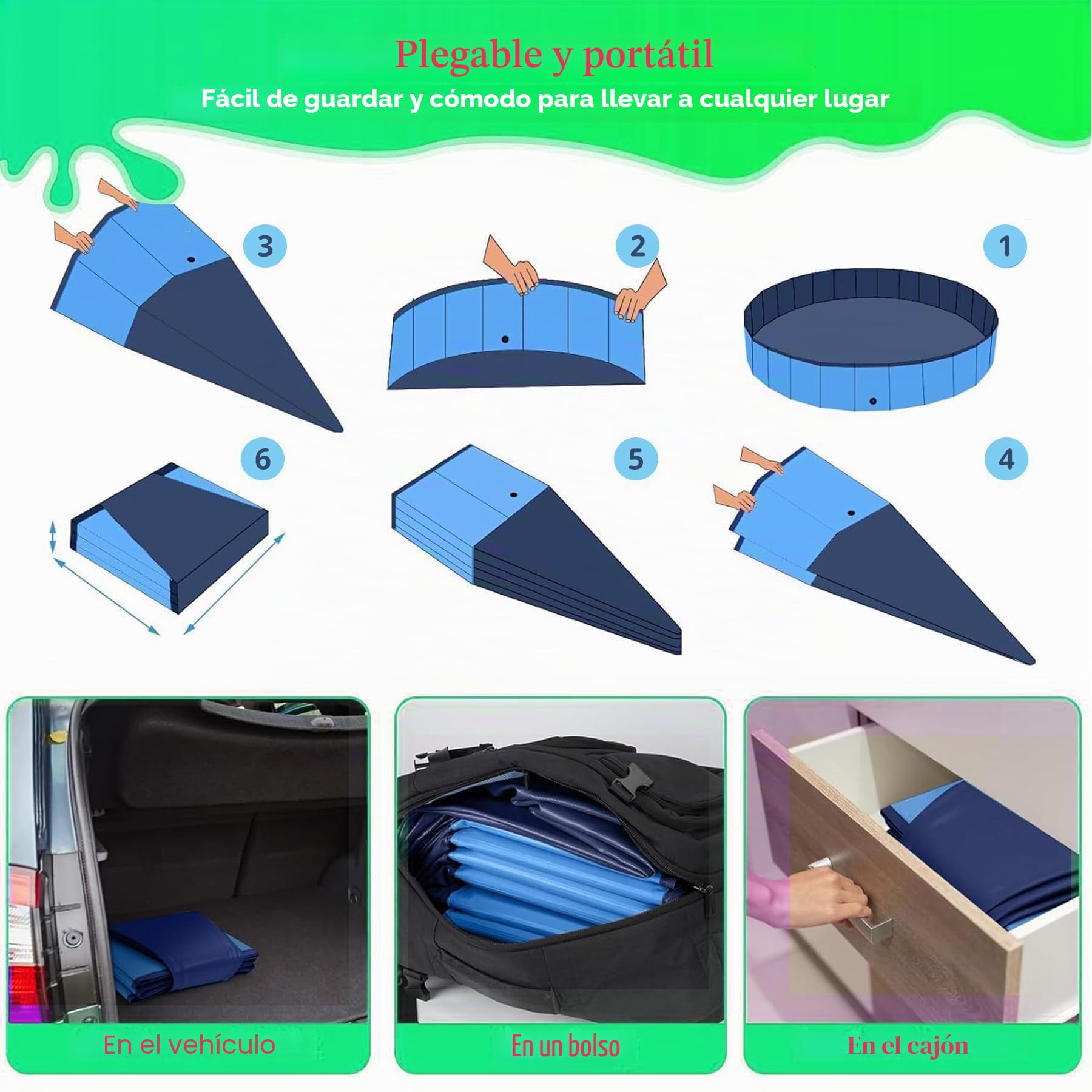 Zegupal Piscina para perros grandes y pequeños, plegable, antideslizante, 80 x 20 cm, piscina para perros engrosada de PVC, resistente al desgaste, piscina de chapoteo para perros, bañera para perros
