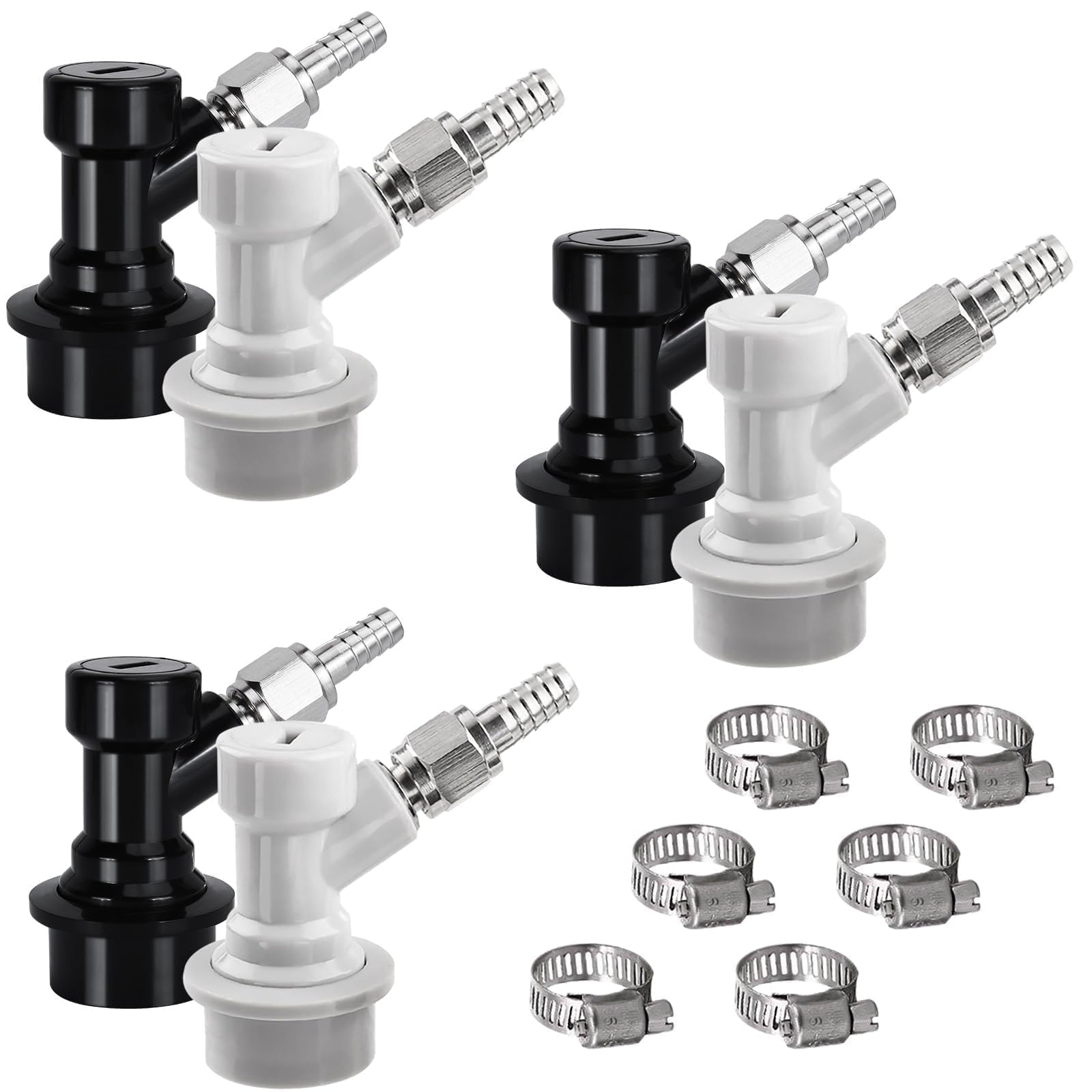 WELLBOM Ball Lock Disconnect Set, 3 Pair Gas & Liquid Keg Quick Disconnect