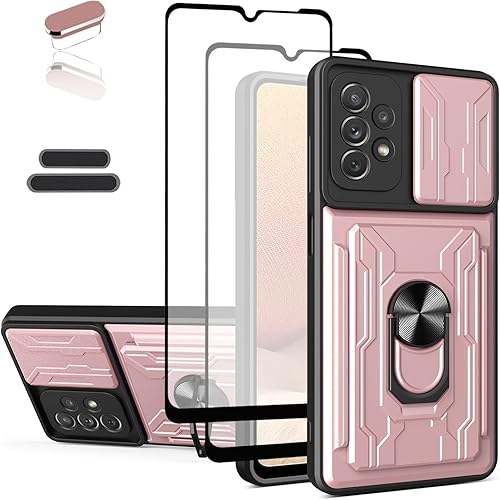 Funda tipo cartera para Samsung Galaxy A32 (4G), ranura para tarjeta de crédito, diseño portátil, resistente, doble capa, híbrida, acolchada,