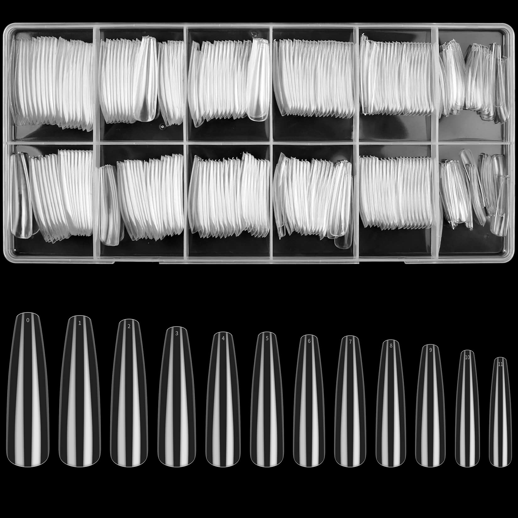 woshilaoDS240 Pcs Clear Full Cover Nail Tips, Trapezoidal Nail Tips, Coffin Nail Tips Fake Nails, False Ballerina French Acrylic Nail Tips Extension for Salon Manicure Home DIY Acrylic Nail