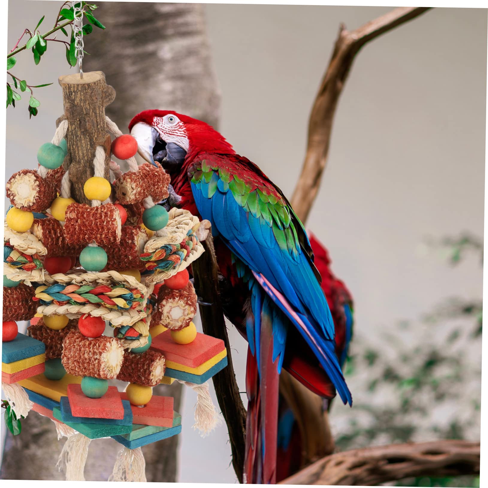 minkissy Juguete masticable para loro, juguete para masticar pájaros, juguete para pájaros pequeños, juguete interesante para cacatúas, juguete de loro para pájaros grandes, juguete de jaula de