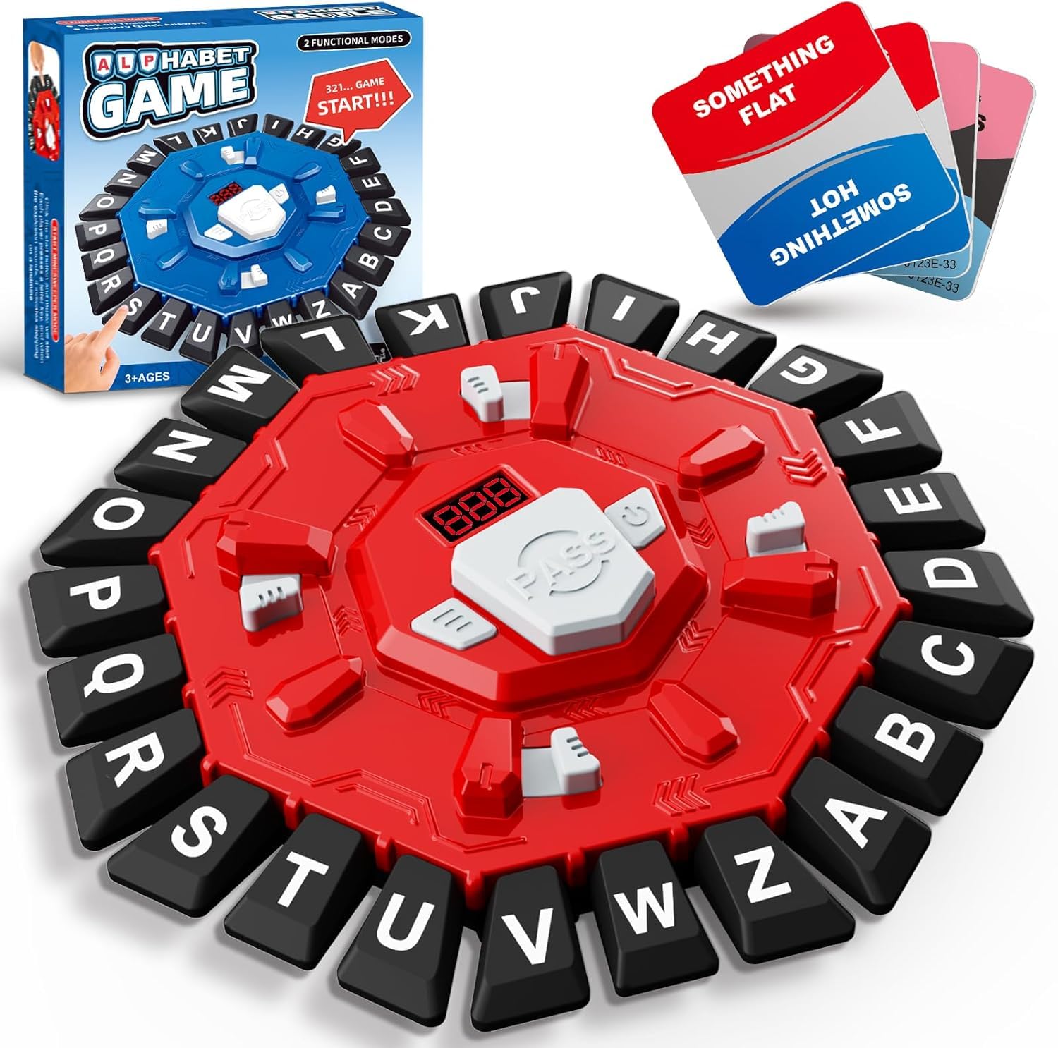 ROMINVIC Wortspiel,Brettspiele für Kinder und Erwachsene mit 2 Modi,24 Tasten Buchstaben Familienspiel mit Interaktive Brettspiele,Puzzlespiel für Partyspiele