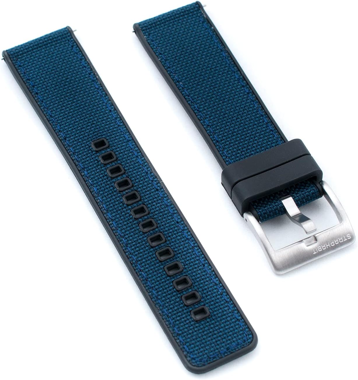 StrapHabit Quick Release Sailcloth and FKM Rubber Hybrid Watch Strap Band 20mm 22mm Nylon