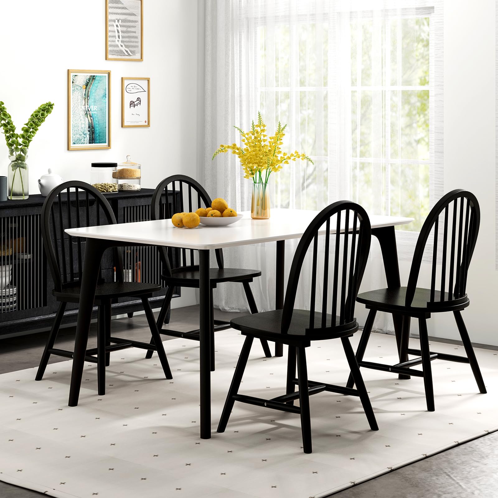 Amazon.com - WATERJOY 18 Inch Wood Black Dinning Chairs Set of 4