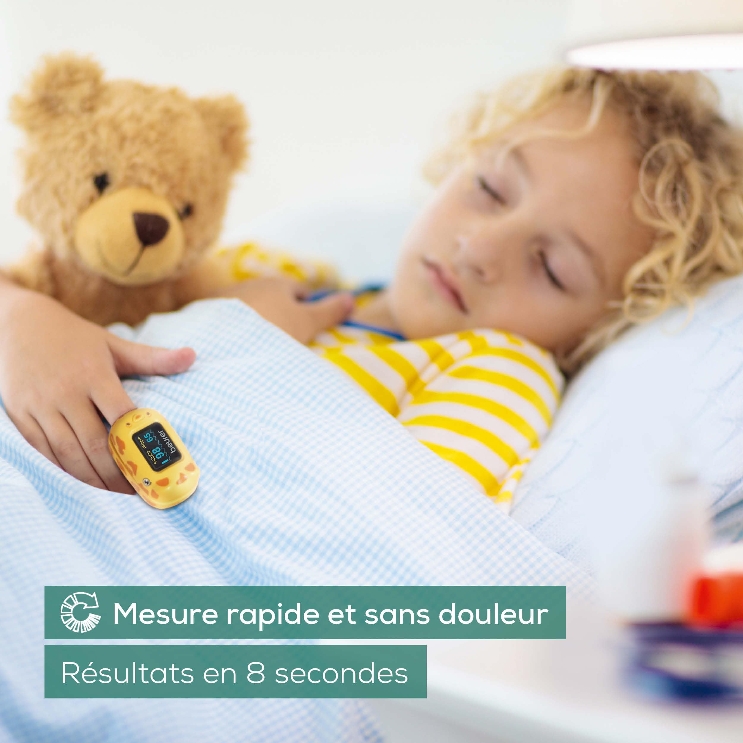 Beurer PO 13 Kids, oxymètre de pouls digital pour enfants, mesure du pouls et de la saturation en oxygène en quelques secondes, petit format,alignement automatique de l'écran, avec sacoche de ceinture
