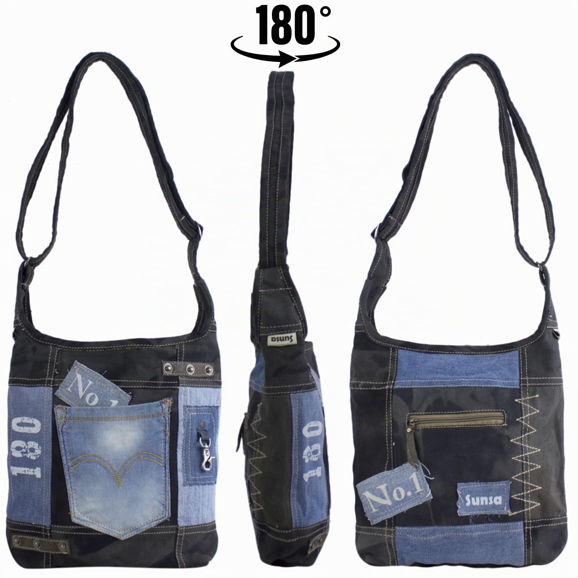 Sunsa Damen Tasche Umhängetasche, Canvas bag, Jeanstasche, Hobo Schultertasche, nachhaltige Damentasche, Vintage Crossbody für Teenager