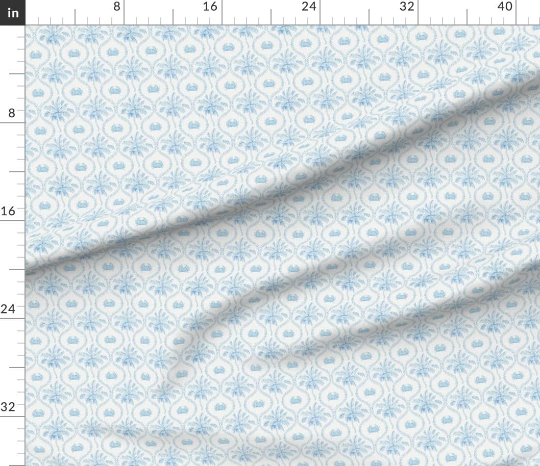 Spoonflower Fabric - Azure Crab Preppy Coastal Classic Beach Colorful Summer Nautical Printed on Petal Cotton Fabric Fat Quarter - Sewing Quilting Apparel Crafts Decor