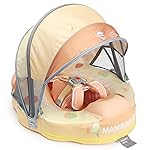 Mambobaby Float Add Tail Baby/Infant Swim Float with Canopy, Non-Inflatable Solid Upgrade Soft Waterproof Skin-Friendly Leather Material (Limited Edition Yellow)