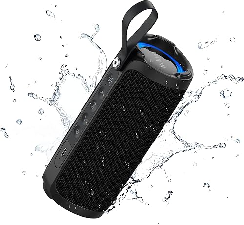 Bobtot Altavoz Bluetooth portátil, altavoz impermeable IPX6 con graves intensos, sonido fuerte de 15 W, RGB, tiempo de reproducción de 15 horas,