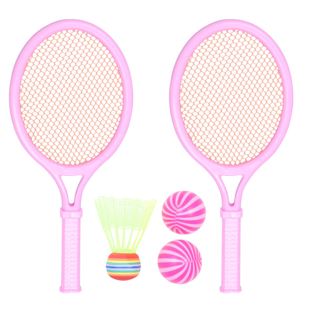 Abaodam 2pcs Tennis Racket Toy Cartoon Style Racquet Funny Outdoor Activities Toy Fitness Equipment for Kids Playing (Pink)