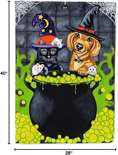Miniatura 8 de Caroline's Treasures AMB1434CHF Brewing Up Trouble Halloween Dachshund House Flag - Bandera grande para porche, manga para porche, decoración