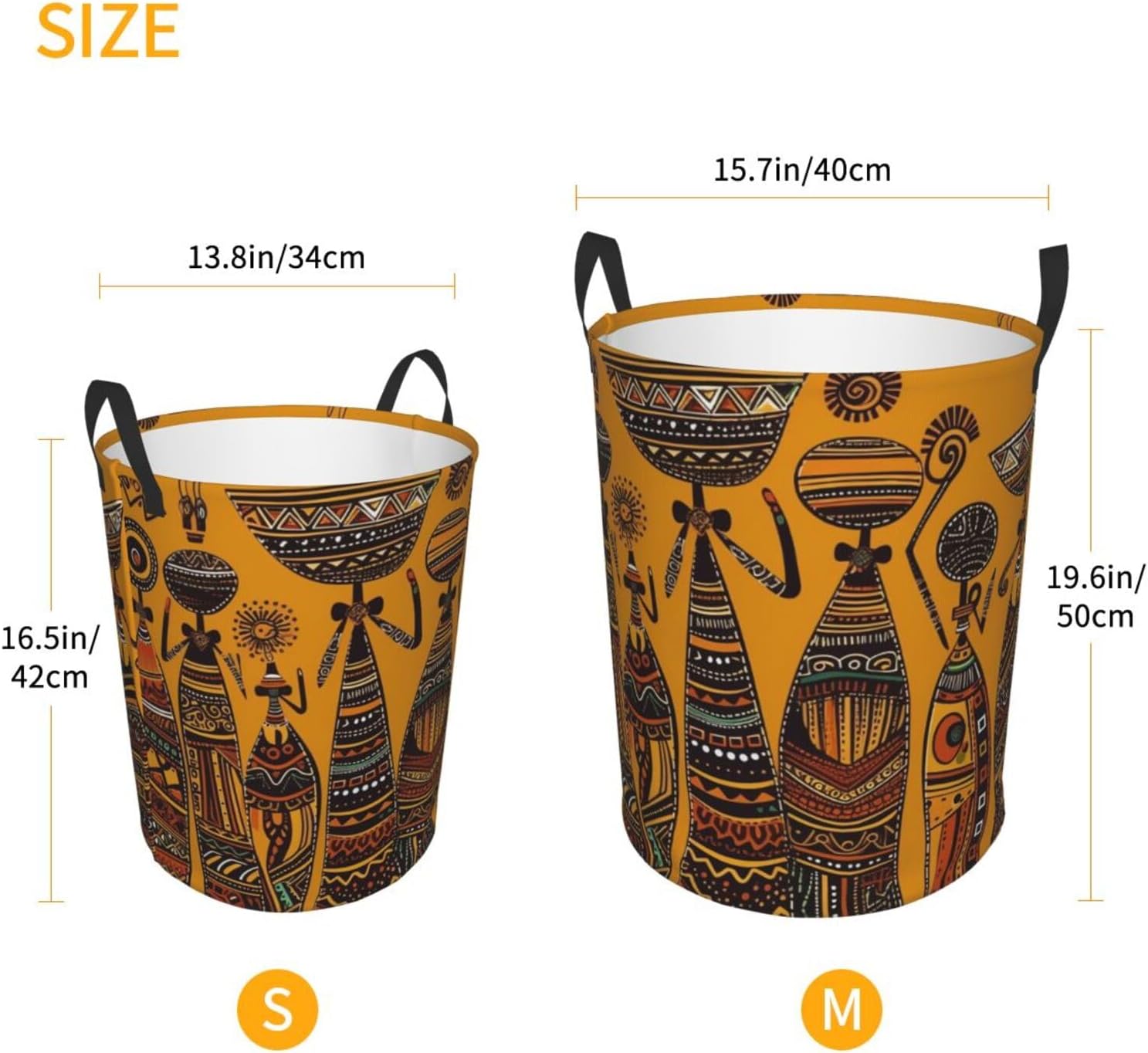 Creative African Culture Laundry Hamper Large Collapsible Laundry Baskets Freestanding Waterproof Dirty Clothes Hamper with Handle Circular Washing Bag for Clothes, Toys Medium image 5