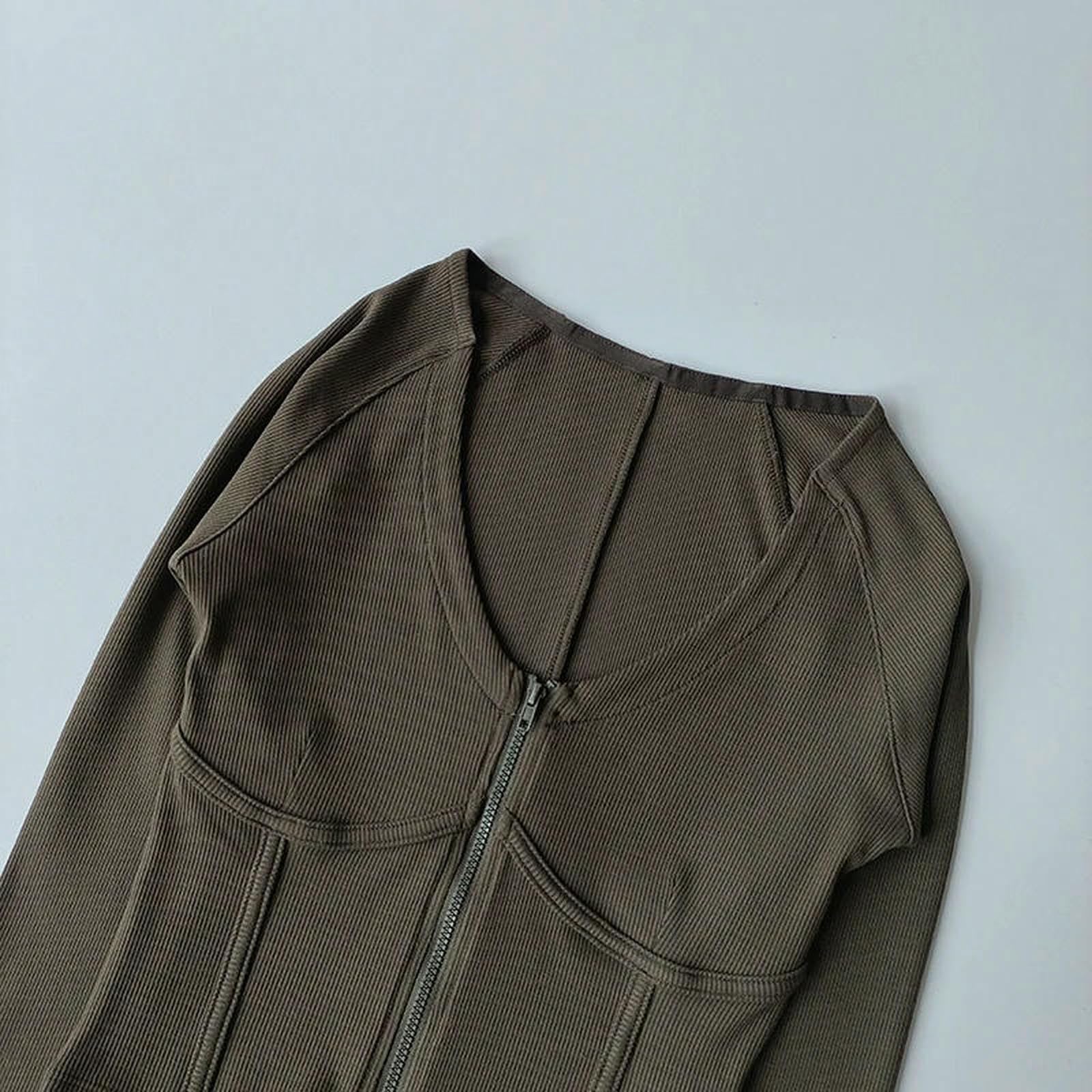 Top da Yoga a Maniche Lunghe da Donna Top Yoga da Donna, Scollo A V, Maniche Lunghe Cropped-Nero-XL (65-70kg)
