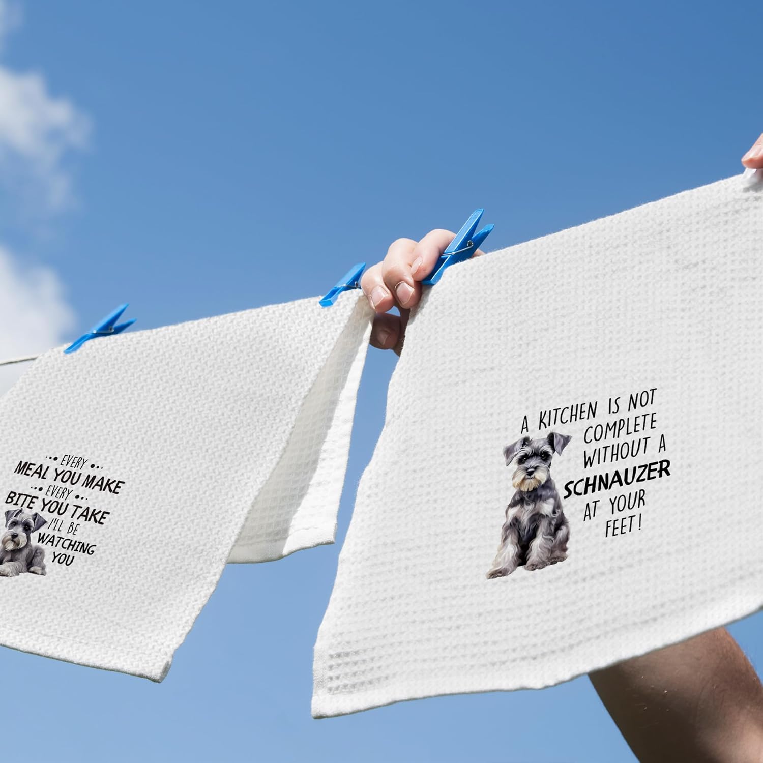 Funny Schnauzer Gifts Kitchen Dish Towel Set of 2, Doggy Lovers Gifts for Women, Dog Bathroom Decor, Puppy Pet Mom Gift Hand Towels Kitchen Tea Towels Decorations, 16x24inch - Image 5
