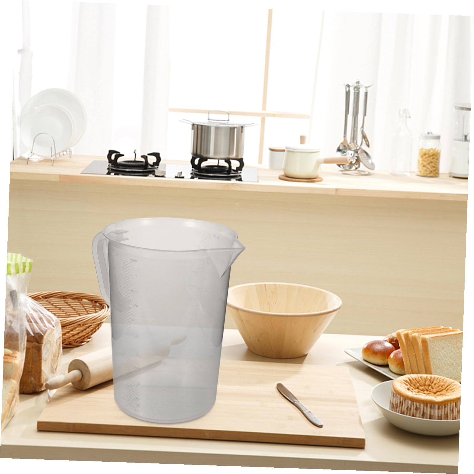 VALICLUD Misurino Graduato Da 5000ml Doppia Scala, in Materiale Resistente Al Calore, Manico Ergonomico, Utensile Da Cucina Portatile Per Preparazioni e Misurazioni Precise