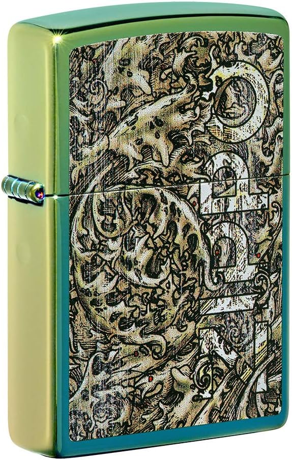 Zippo Distressed Filigree Design High Polish Teal Pocket Lighter