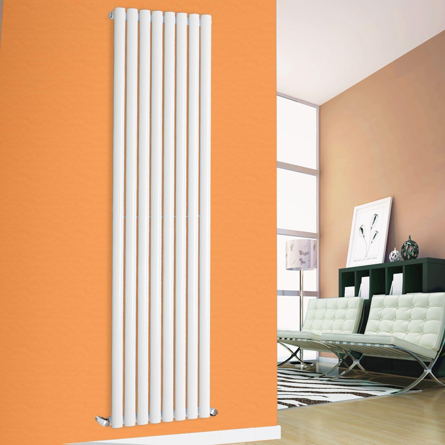 Horizontal Vertical Designer Radiator Oval Column White Anthracite Tall Upright Rads (Single - 1800 x 480mm, White)