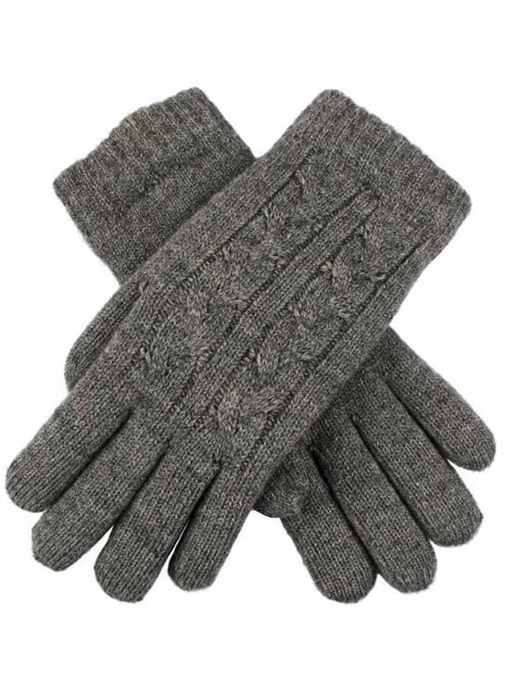 Dents Women's Charcoal Cable Knit Gloves One