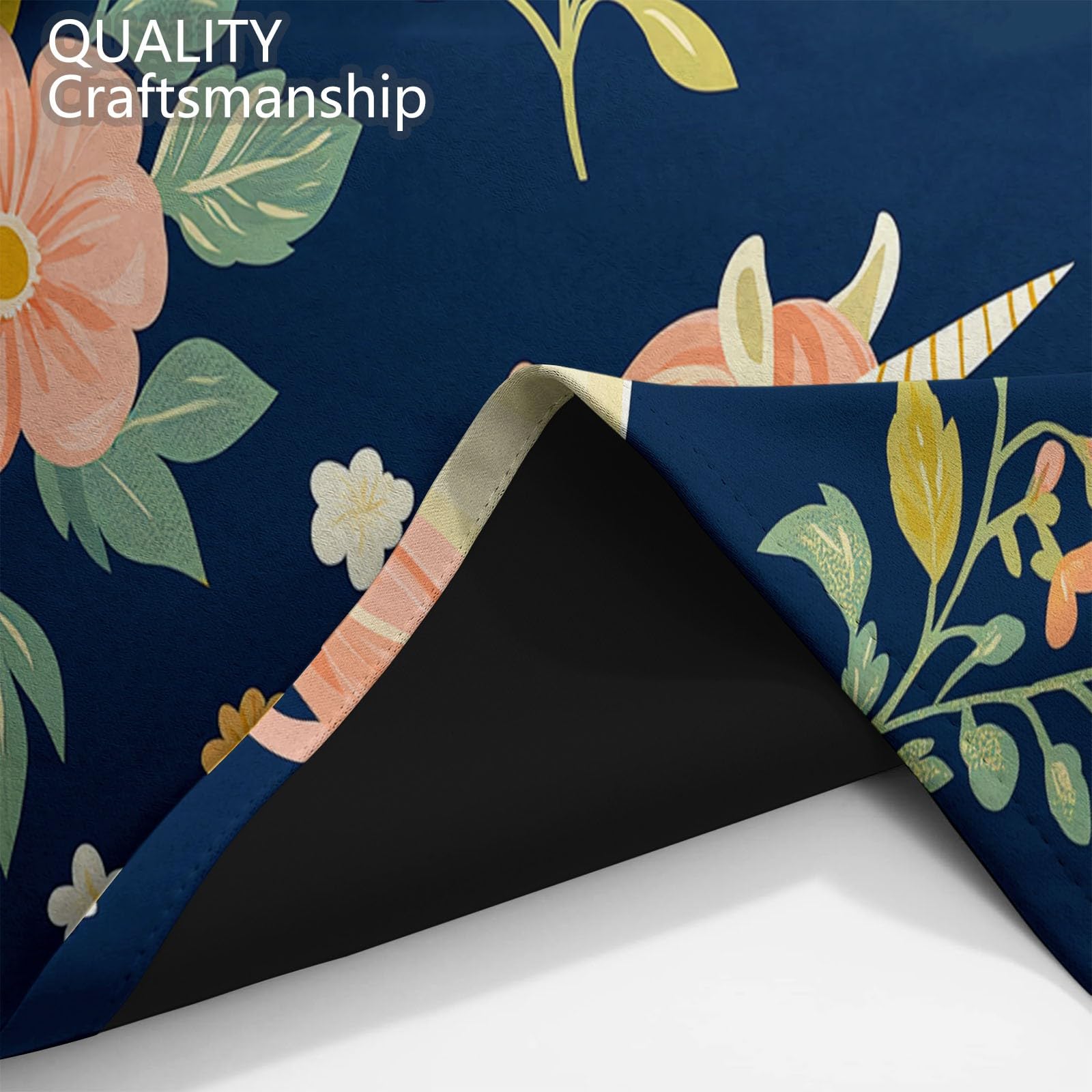 Générique Rideau Occultant Animaux Licorne, Rideaux Isolant Thermiques et Phonique - Draperies Oeillets Anti Froid Plantes Et Fleurs pour Salon Chambre Fenêtre Décoration 140L x 260H cm 2 Panneaux