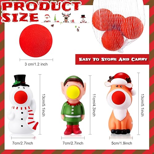 Miniatura 7 de Vinsot 3 juguetes de Navidad Poppers, muñeco de nieve, Papá Noel, reno de Papá Noel, bola de disparo, juego de disparos con 15 bolas de espuma para
