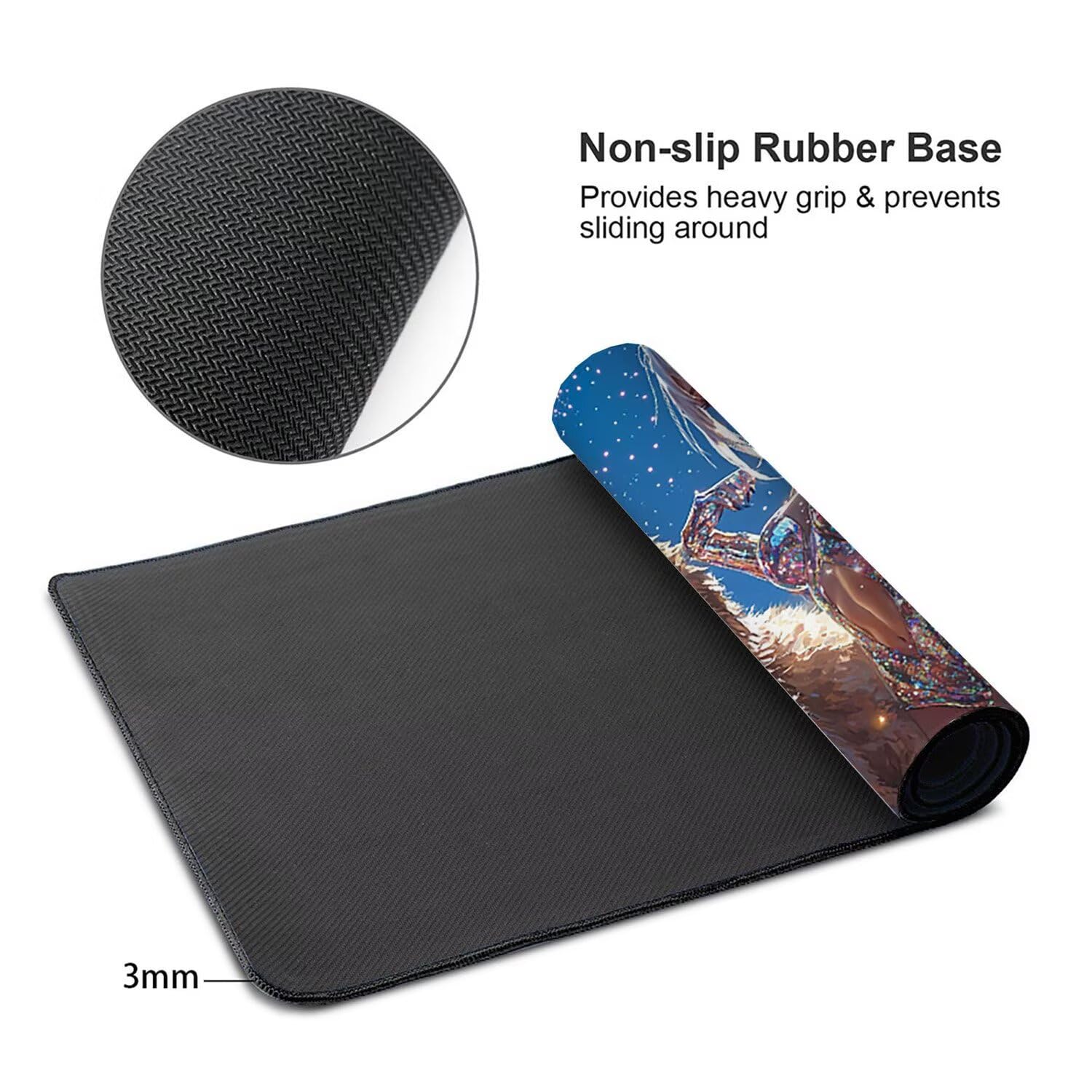 Tappetino per Mouse XXL 1200 x 600 mm Tappetino Mouse Gaming Grande, Mousepad con Base in Gomma Antiscivolo, Tappeto per Tavolo da Gaming per Mouse e Tastiera, Accessori PC (ragazza lupo) H-785
