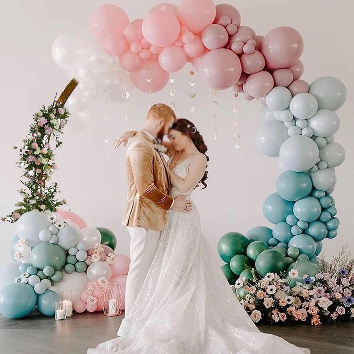 Arco Redondo de Madera (2.1 * 2.4m Arco de Boda de Madera for decoración de Boda/cumpleaños for Interior Exterior Fiestas Montaje fácil