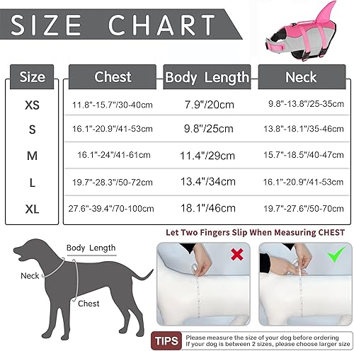 Miniatura 3 de Dogcheer Chaleco salvavidas para perro, tiburón, chaleco salvavidas ajustable para mascotas, chaleco de natación Ripstop para cachorros, chaleco