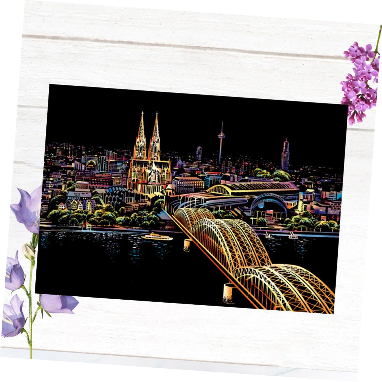 Motif Cathédrale de Cologne Outil de Décompression Sûr pour Dessin à Gratter pour Adultes en Papier et Présent DIY Loisirs Créatifs et Décoration