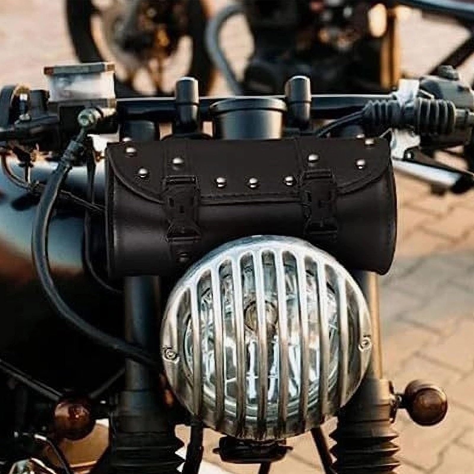 Sacoche Outils Moto Ronde En Cuir - Sacoche Universelle Cavalière Avec Fixation Pour Moto