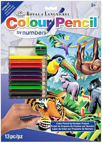 Lápiz de color real y langnickel por números, animales de la selva