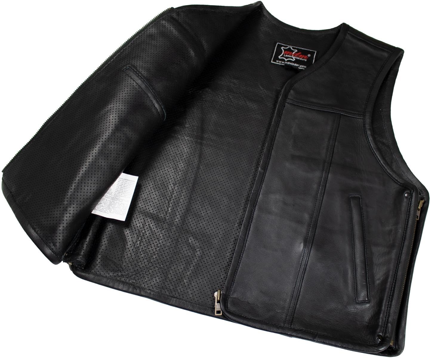 MDM Gilet da uomo in vera pelle, interno ed esterno in vera pelle Nero M